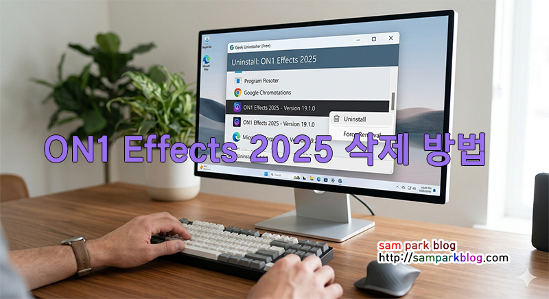 ON1 Effects 2025 삭제 버튼을 눌러도 반응이 없는 오류 화면